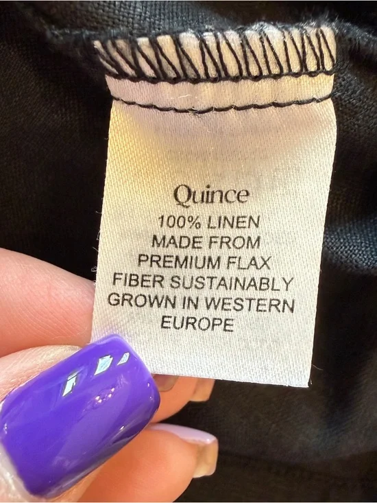 Quince 100% Linen Black Shirt Dress XL | Button Front Tie Waist 25253 - Picture 14 of 16